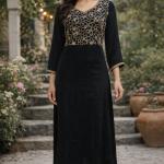 Elegant Black Pure Crepe Embroidered Kurta Set | Premium Festive & Evening Wear for Women