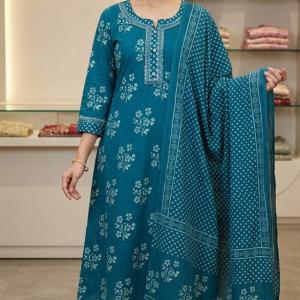 Blue with white print