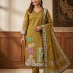 Mehendi green with print