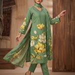 Olive green with floral print